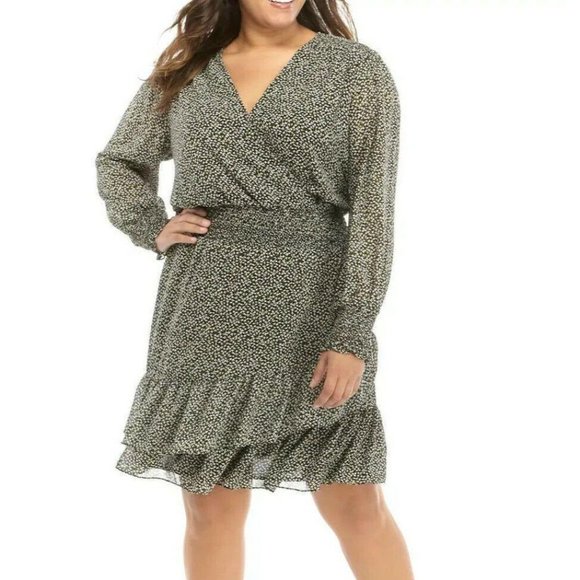 Michael Kors Dresses & Skirts - Michael Kors Wrap Dress Long Sleeve V-Neck  SZ 1X